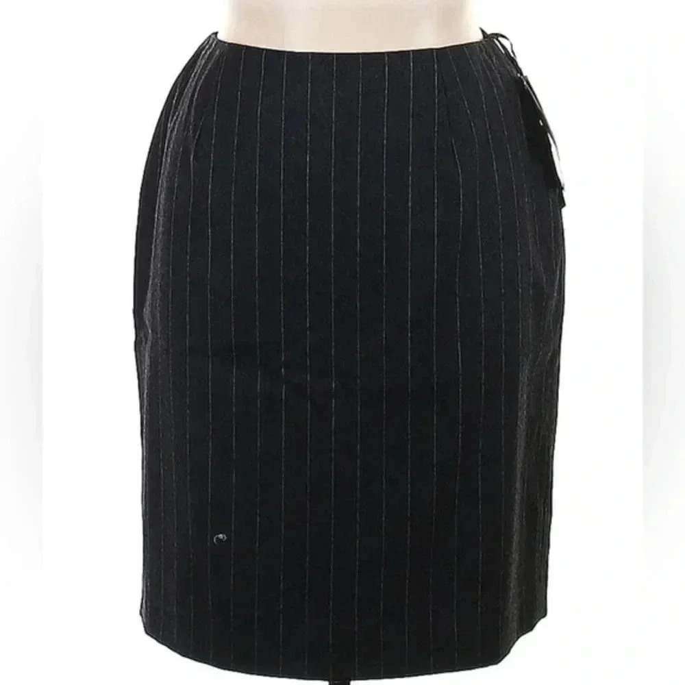 Lauren Ralph Lauren | Grey Wool Pinstripe Classic Pencil Skirt Size 14 NWT